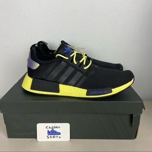 adidas | Shoes | Adidas Nmd R Running Shoe Core Black Blue Pulse Yellow  Gy8281 Mens Sz | Poshmark